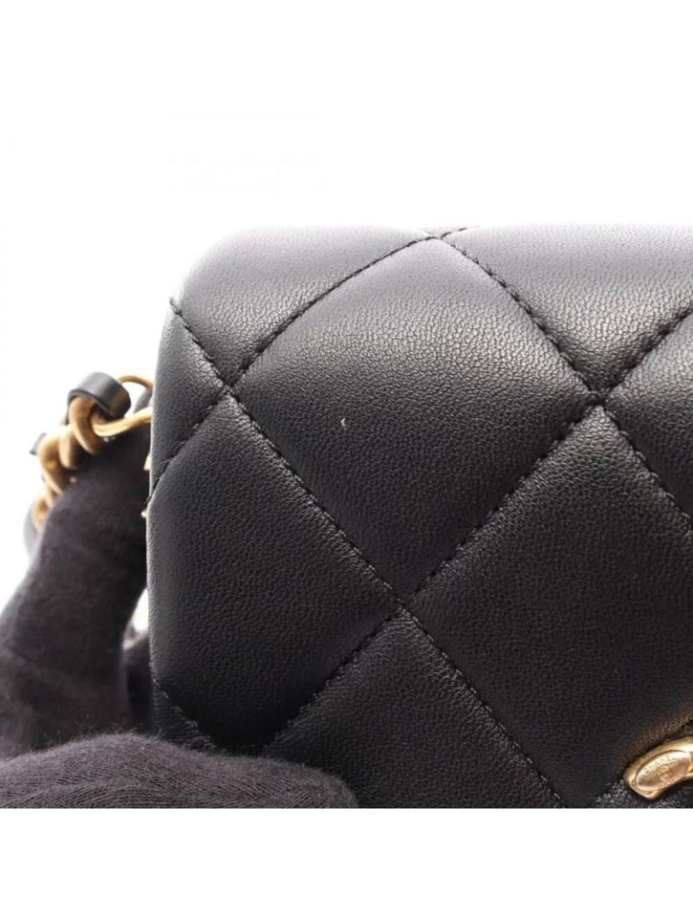 Chanel Shoulder Bag Quilted Black Lambskin Small Flap Chain